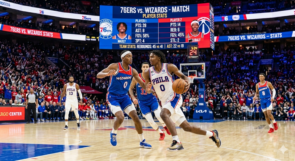 76ers vs washington wizards match player stats